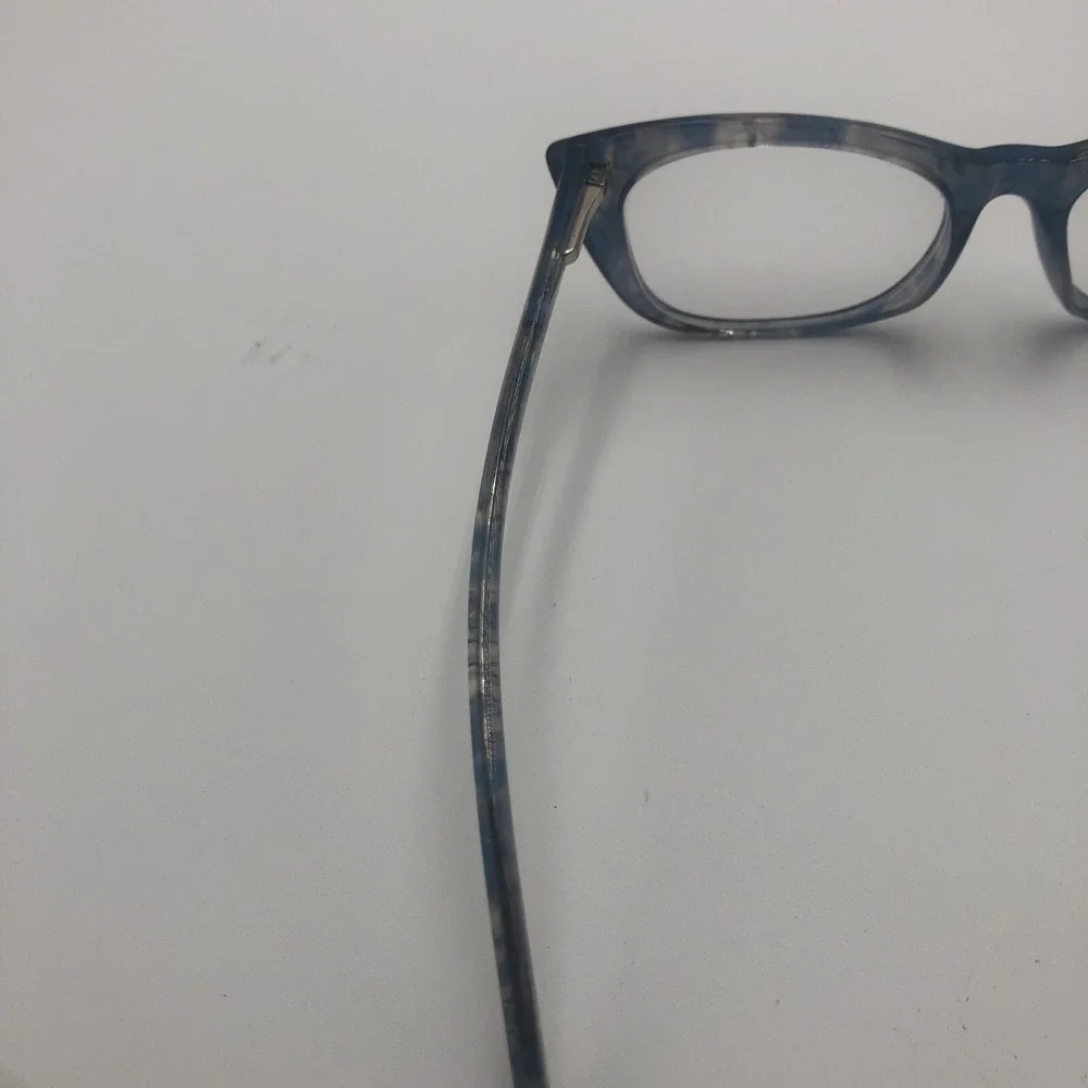 Womens Eye Glasses Frames Blue Tortoise Cat Eye Marbled Swirl Preowned With Case